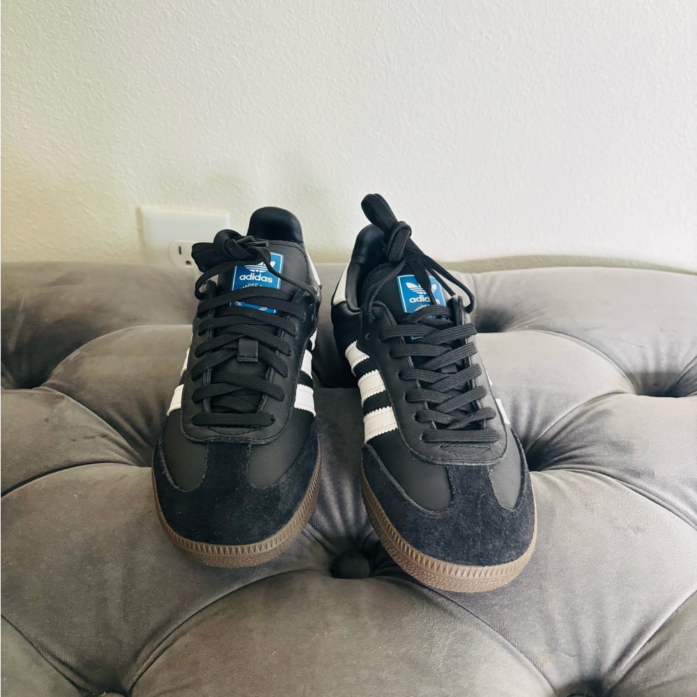 Adidas Samba Black and White Kids Sneakers with Gum Sole